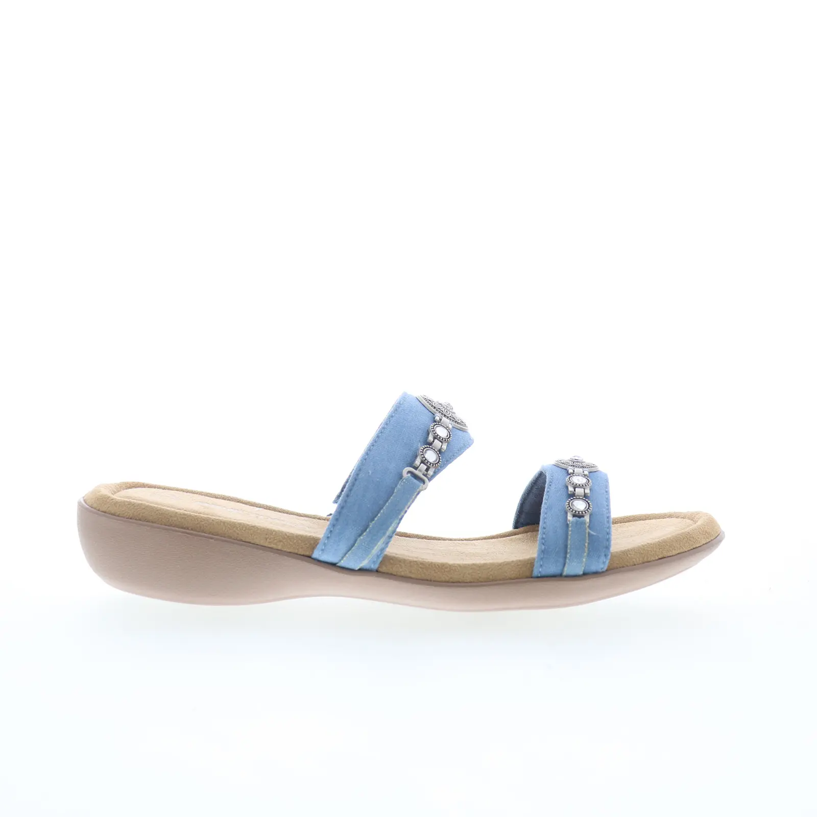 Minnetonka Brenn 5914466 Womens Blue Canvas Slides Sandals Shoes
