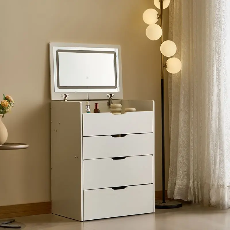Compact 3-in-1 Vanity Desk with LED Mirror & Storage Solutions for Bedrooms