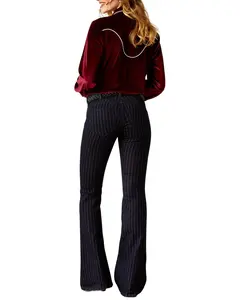 Ariat Women's Jasmine Pinstripe Dark Wash Flare Stretch Denim Jeans Plus - 10053532-Plus