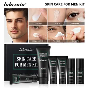 Men's Complete Skincare Set,  6PCS/Set Oil Control, Hydration & Smoothing Kit | Mini Travel Size including Face Wash + Scrub + Day/Night Eye Serum + SPF Day Cream + Night Cream, Perfect for Travel & Daily Use
