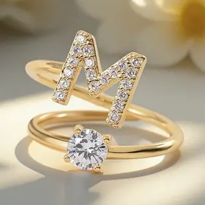 Creative Letter M Open Ring, Adjustable Band, Elegant Fashionable Women's Jewelry, Holiday & Birthday Gift, Daily Accessory