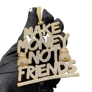 Hip Hop "Make Money Not Friends" Letter Pendant Necklace, Trendy Chain & Link Jewelry Accessory, Men's Jewelry Necklace, Men's Accessories