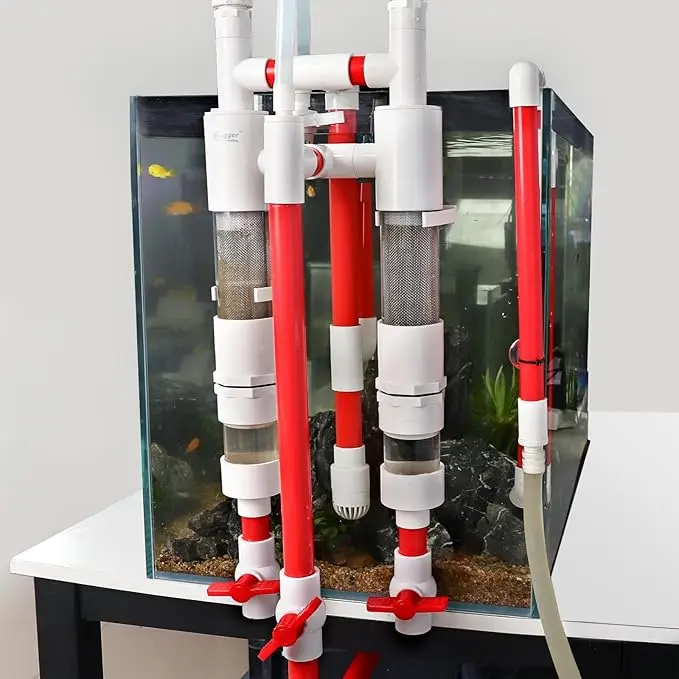 hygger External Fish Waste Separator Collector - Hanging DIY Aquarium Filtration Accessory with 304 Steel Net, Dual-Valve Dump, Dual Waste Bins, Big-Particle Trap, Siphon System, Adjustable Power Supply, Impurity Separator Box (Not Included)