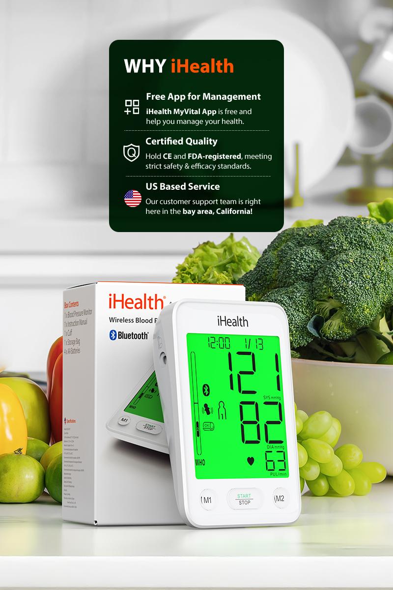iHealth Bluetooth Blood Pressure Monitor with Large Cuff & Color-Coded Display, Dual Users 2*120 Readings, Automatica Upper Arm Blood Pressure Machine with Cloud Storage & Body Movement Detection, Portable Healthcare Kit iHealth Bluetooth Blood Pressure Monitor with Large Cuff & Color-Coded Display, Dual Users 2*120 Readings, Automatica Upper Arm Blood Pressure Machine with Cloud Storage & Body Movement Detection, Portable Healthcare Kit
