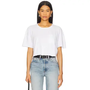 James Perse Cropped Relaxed Fit Pocket Tee in White