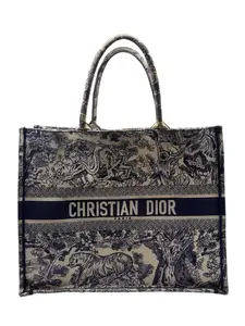 Pre-owned Dior canvas Tote Bags Medium Ecru & Blue Tote Bag for Women