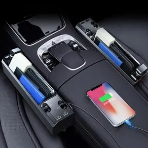 Car Seat Side Organizer with Charger Cable - Gap Storage Box for Efficient Organization and Convenience