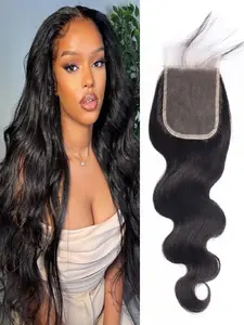 4x4 HD Lace Closure Body Wave Closure Human Hair Free Part Lace Closure 100% Unprocessed Brazilian Virgin Human Hair Extensions 150% Density Remy Human Hair Closure Pre Plucked Natural Black