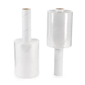 IDL Packaging 5" Stretch Wrap Mini Roll, 700 feet, 120 Gauge (Pack of 2) with an Extended Cardboard Handle – Industrial Grade Clear Plastic Wrap – Improved Protection for Packing, Moving, and Office