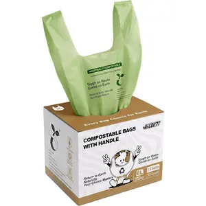 1.6 Gallon (6 Liter) Compostable Food Scrap Bags with Handles, 55 Count Small Biodegradable Countertop Bin Liners, Industrial Compost Certified Small Compost Bags for Kitchen