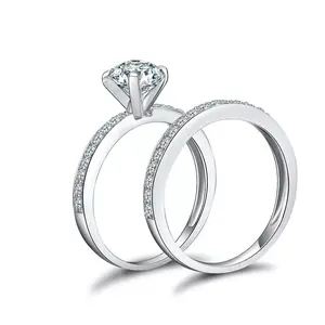 925 Sterling Silver Round Cut Cz Wedding Band Engagement Rings Set Size 3-12 Ss60
