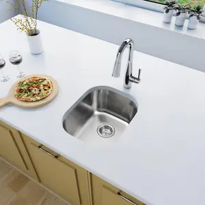 LQS Bar Sink, 14" x 18" Undermount Kitchen Sink, 18 Gauge Stainless Steel Small but Deep Single Bowl RV Sinks with Drain Assembly, Suitble for Bathroom,Laundry,Trailer and outdoor