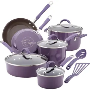 Rachael Ray Cucina Nonstick Cookware Pots and Pans Set, 12 Piece, Lavender Purple Meyer Corporation