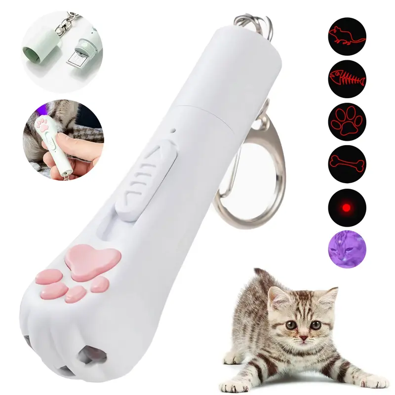 Pet Multi-Functional Laser Cat Toy, Kitty, Laser Pointer, Dot Chasing Light, USB Rechargeable, 5 Adjustable Modes, Indoor Dog Cat Interactive Toy, Handheld Laser Pen