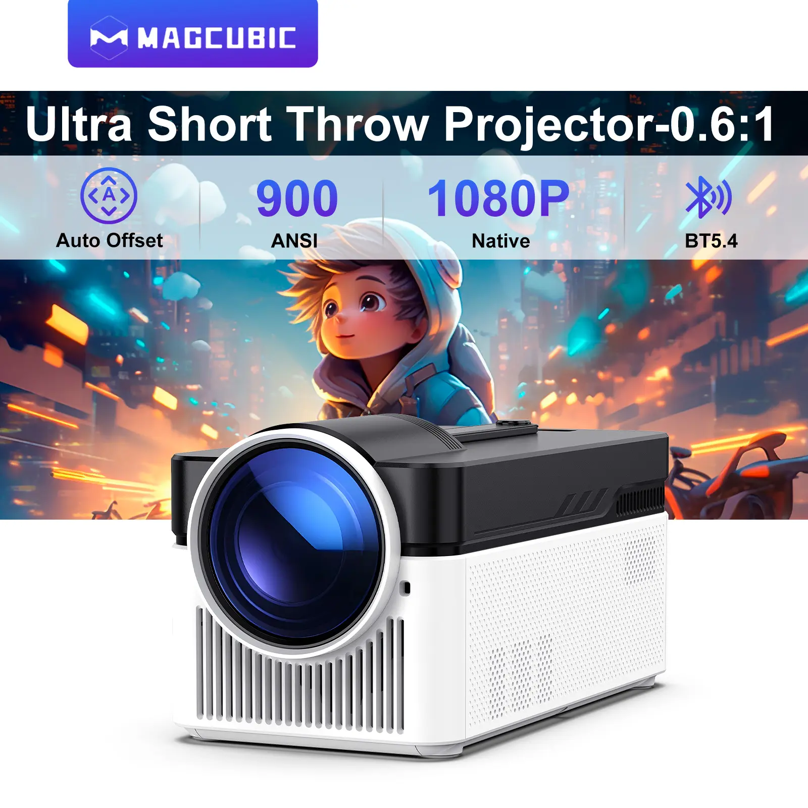 HY450 Projector with 8K Decode 900ANSI Auto Offset Ultra Short Throw 0.6:1 Electronic Focus Native 1080P Bluetooth 5.4 Allwinner H716 Android 11 High Performane Intelligent Home Theater #SummerWins #DealsForYouDays