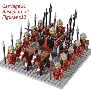 Medieval Knights mini Action Figures Building Blocks Roman Chariot Carriage Soldier War Horse Bricks Toys for Children Gift