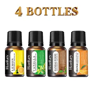 4pcs Lemon Vanilla Sandalwood Orange Essential Oils, 10ML Aromatherapy Oil for Diffusers, Humidifiers, Car Fresheners, Candle Making