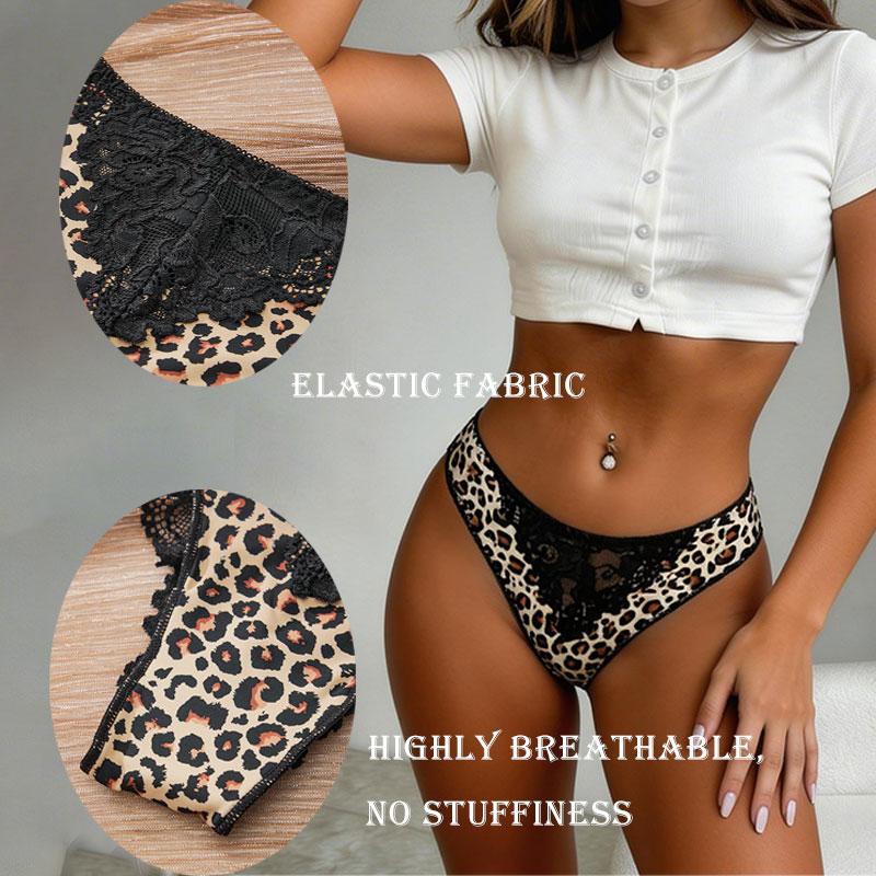 6pcs Sexy Lace Leopard Print Butterfly Floral Women’s Panties, Breathable & Skin-Friendly, Comfortable Triangle Cut, Ideal for Daily Wear & Dates