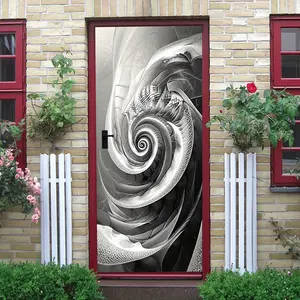 2pcs Modern Minimalist Stereo Black and White Spiral Art Wall Stickers Living Room Bedroom Background Wall Decorative Stickers Self Adhesive Removable PVC Material Abstract Geometric Line Creative Home