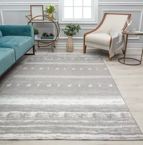 Rugs America Jaelyn JD60A Coastline Constellation Tribal Bohemian Gray Area Rug, 5 ft 3 in x 7 ft, Stain Resistant Home Decor Rug (RA31699), Home Decor Rugs, Stain Resistant Rug