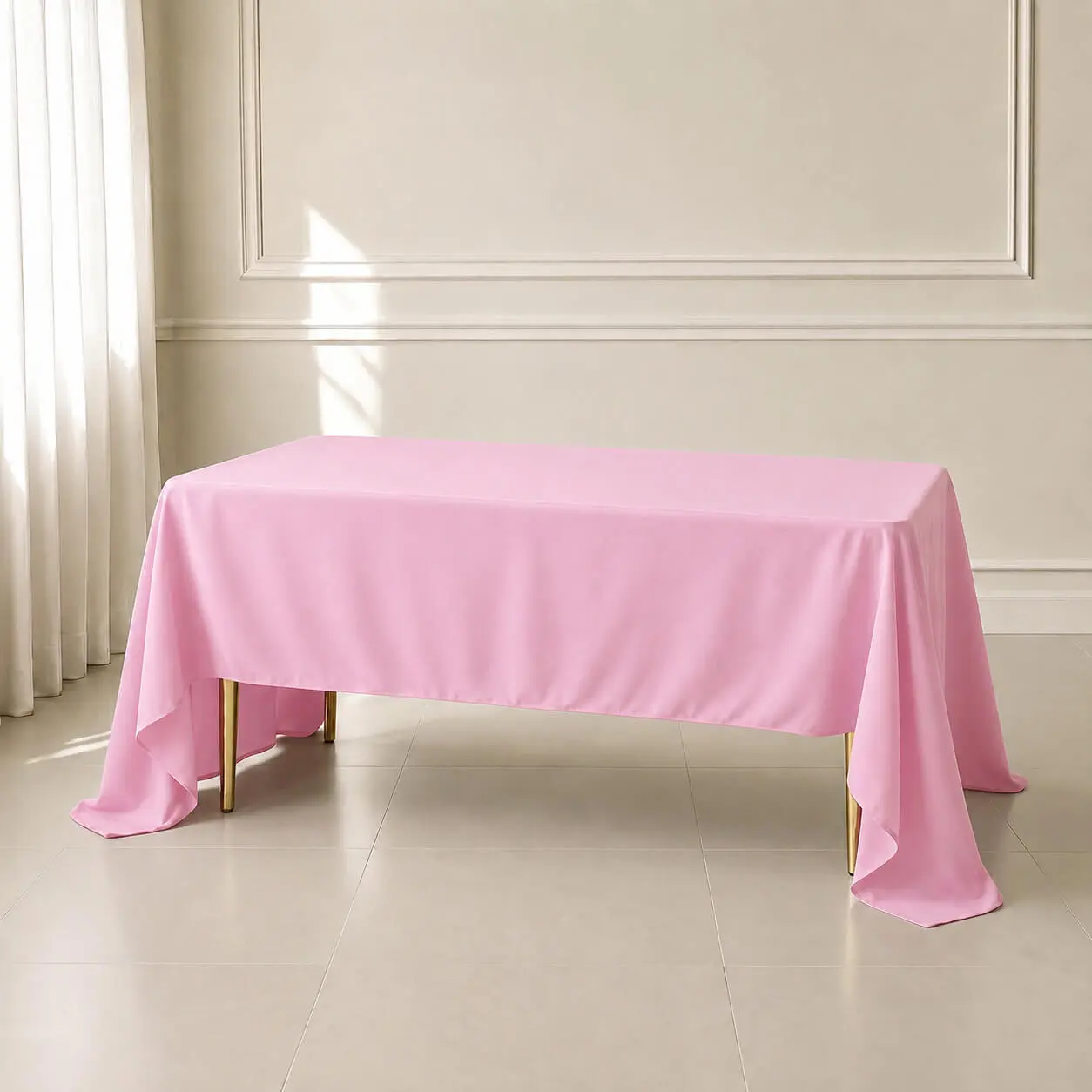 Polyester Rectangle Tablecloth 60"x126" Pink - Durable, Wrinkle-Resistant Table Cover for Outdoor Patio, Picnic Dining Table, Birthday, Anniversary, Office Use