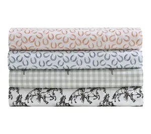 Wrangler Horseshoe Blue Twin Microfiber Sheet Set