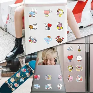 50PCS/82PCS Kawaii BT21 Stickers Suitcases Laptops Cars Mobile Phones Refrigerators Waterproof Stickers COOKY KOYA TATA Anime Gift Toy