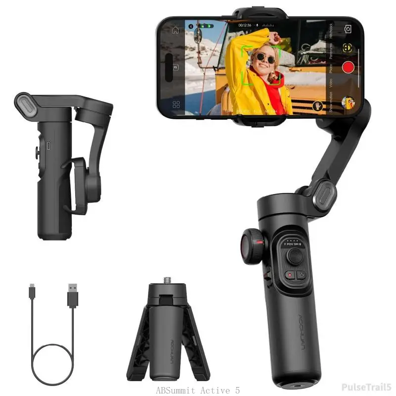 3-axis Smartphone Gimbal Stabilizer, 1 Box USB Rechargeable Foldable Phone Gimbal Stabilizer, Phone Accessories forPulseTrail5ABSummit Active