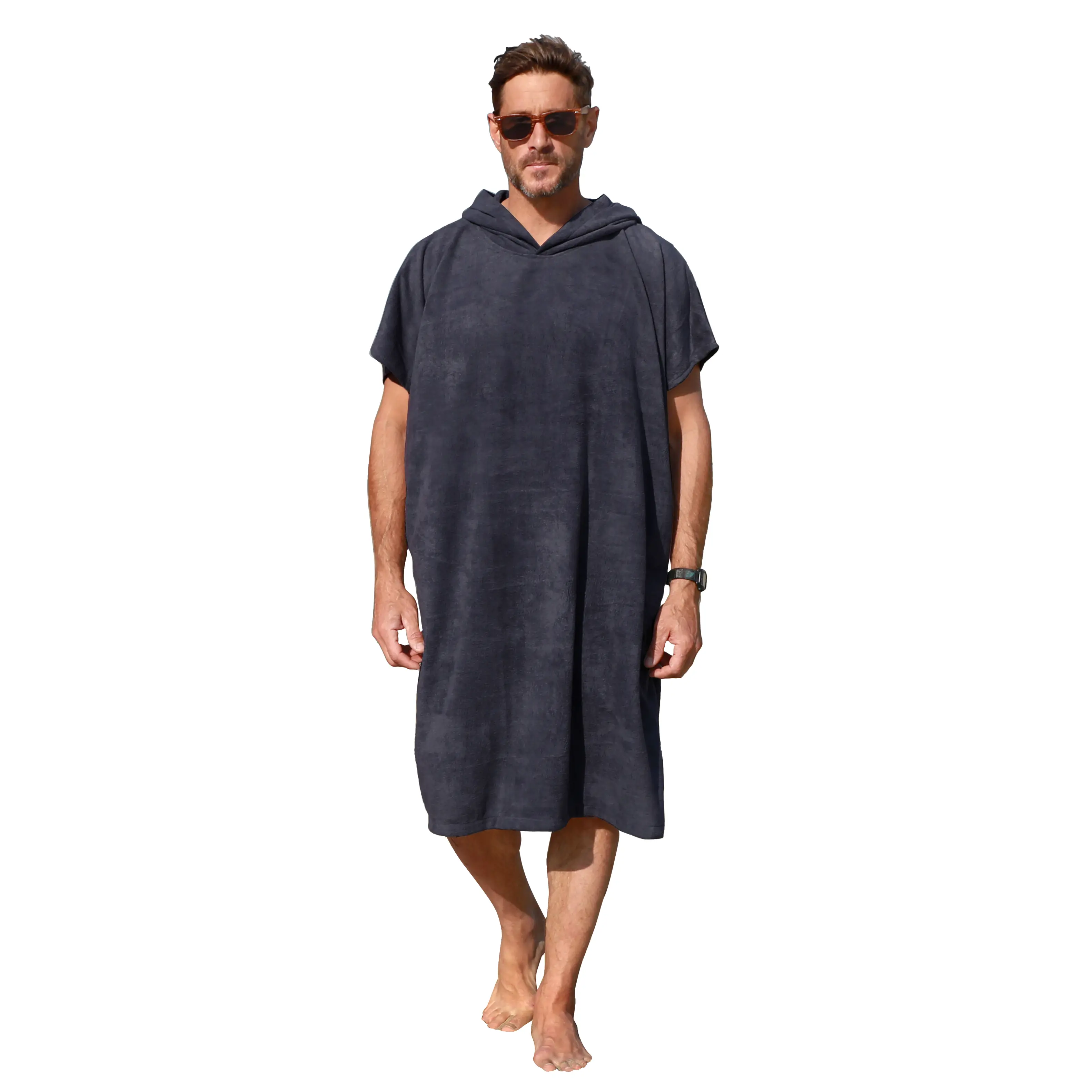 Catalonia Towel Surf Poncho Changing Thick Microfiber Robe for Adults Men Women, Hooded Wetsuit Change Poncho for Surfing Swimming Bathing, Water Absorbent, Oversized, Black