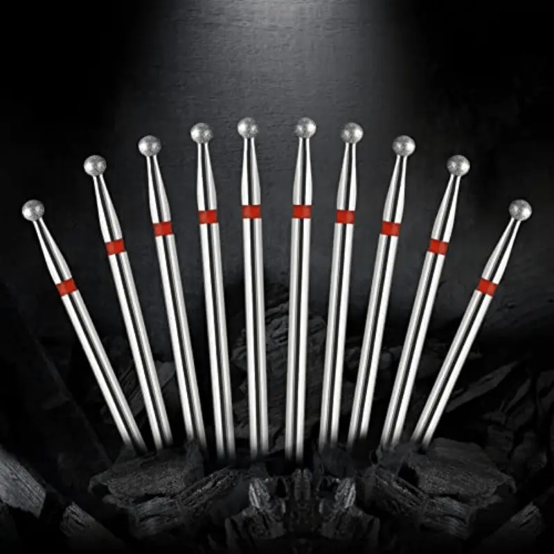 10pcs Red Round Medium 1 8mm Electric Nail Drill Bits Disposable Medical Grade Cuticle Cleaner with Unique Medicine Box Packaging