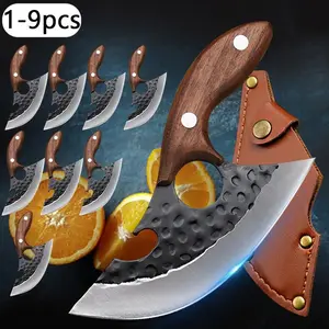 1-9PCS Stainless Steel Knife Professional Chef Knife Multipurpose Utility Knife Sharp Beef Cleaver Outdoor Camping Kitchen Items