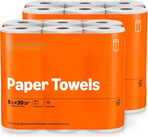2-Ply Flex-Sheets Paper Towels, 12 Basics Rolls = 40 Regular Rolls, Everyday Value with 150 Sheets per Roll, Packaging May Vary