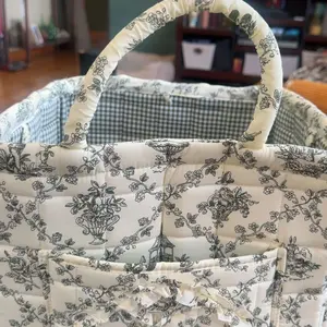 Floral Foldable car Storage Basket Cotton Fabric Collapsible Laundry Hamper for Clothes Toys & Blankets Car Trunk Organizer Backseat Storage Machine Washable Decorative Bin for Bedroom Bathroom & Living Room Large Capacity Woven Design room organization