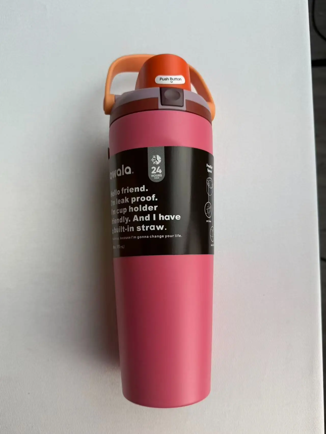 32 oz Leak-Proof Tumbler with Straw and Cup Holder - Pink Color - Ideal for Daily Use owala freesip vacuum steel stainless cherry black edition special reusable travel drop