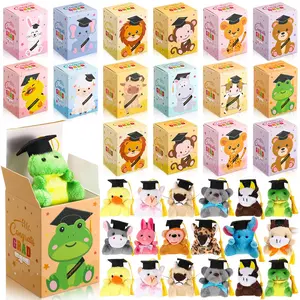 12/24 Sets Mini Grduation Animal Plush for Kindergarden Preschool Graduation Party Gift 2026 Graduation Gifts Stuffed Animal with Gift Box for Parents Teacher Classroom Party Favors for Students Festival Decor