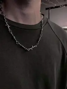 Trendy Punk Minimalist Chain Necklace, Stylish Punk Style Chain Necklace, Fashion All-match Twist Design Chain Necklace, Fashionable Accessories for Both Men & Women, Cuban Link Necklace