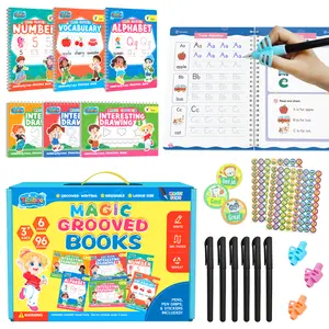 Tibibee 6-Book Magic Handwriting Set - Reusable Grooved Practice Books for Kids 3-8 | Master English, Math & Drawing with Disappearing Ink | Perfect Screen-Free Back-to-School Gift mothersdaygift
