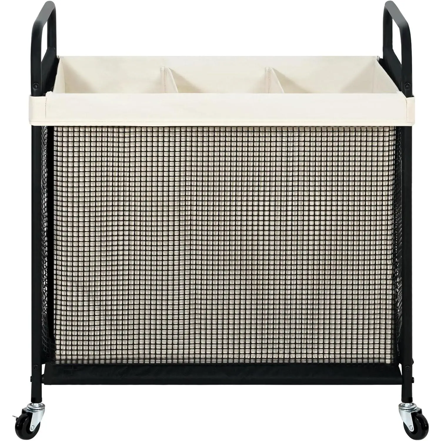 Laundry Hamper 3 Section, 120L Rolling Laundry Sorter Cart with Removable and Washable Liner Bag, Rolling Clothes Hamper with Metal Handle for Laundry Room and Bedroom
