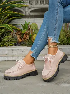 New Fashion Casual Single Shoe, Main Color, Lace-Up Element, Thick Sole Comfortable, Suede Material, Sweet Cool Style Choice