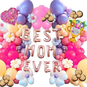 Mother's Day Balloon Garland, 170pcs Mother's Day Balloon Arch with Best Mom Ever Foil Balloon for Happy Mothers Day Party Supplies Mothers Day Birthday Decorations