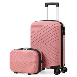2-Piece PP Hardside Luggage Set with 360° Spinner Wheels - 14in/20in Lightweight Durable Travel Suitcase for Airplane Carry On & Checked Bag