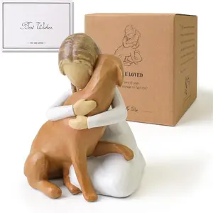 Dog Memorial Gift for Loss of Pet - Handmade Resin Angel Hugging Dog Statue - Sympathy Gift for Grieving Dog Owners - Home Decoration Keepsake - 7.8x7.3x8.8cm