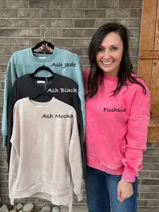 Acid Wash Fleece Hi-Low Hem Pullover with Pockets by Zenana *MULTIPLE COLORS*