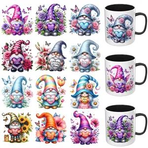12PCS UV DTF Cup Wrap Stickers, Happy Mother's Day wreath Rub on Transfers for Crafts, Permanent DIY Transfer Decals for 16oz Libbey Glass Cans, Mugs, Candles, Notebooks and Flower Pots, Easy to Apply Art Stickers, DIY Projects