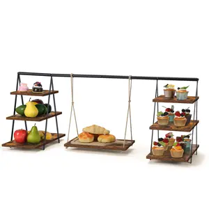 Wooden Cake Stand, Multipurpose Afternoon Tea & Buffet Riser, Cupcake Display Stand, Cupcakes Dessert Display Set, Wooden Cupcake Display Trays, for Wedding,Birthday, Graduation, Party Decorations