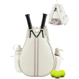 Tennis Racket Bag for Women, Quilted Sling Crossbody Backpack with Hook, Water Resistant Racket Cover for Pickleball and Racketball