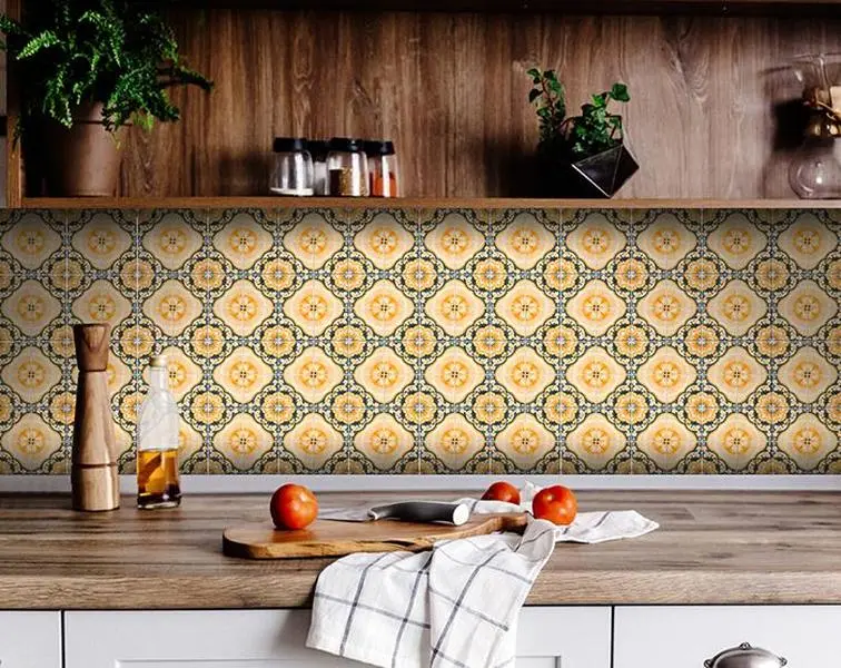 360 stand 24-Piece 8x8 in. Square Golden Yellow Peel & Stick Removable Wall Tiles Sticker, Indoor Kitchen & Room Home Decor for Home Supplies, Colorful, Decorative, Kitchen Decor Ideas, College Students