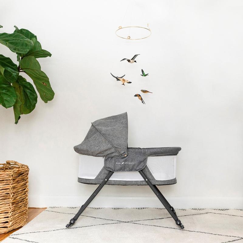 Slumber Deluxe Portable Rocking Bassinet - Charcoal Tweed