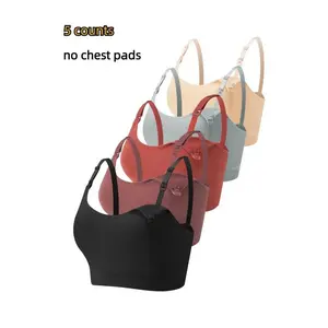 Solid Ribbed Adjustable Strap Wireless Bra, Comfort Maternity Lingerie Bra for Women, Maternity Lingeries for All Seasons, Wirefree Bra