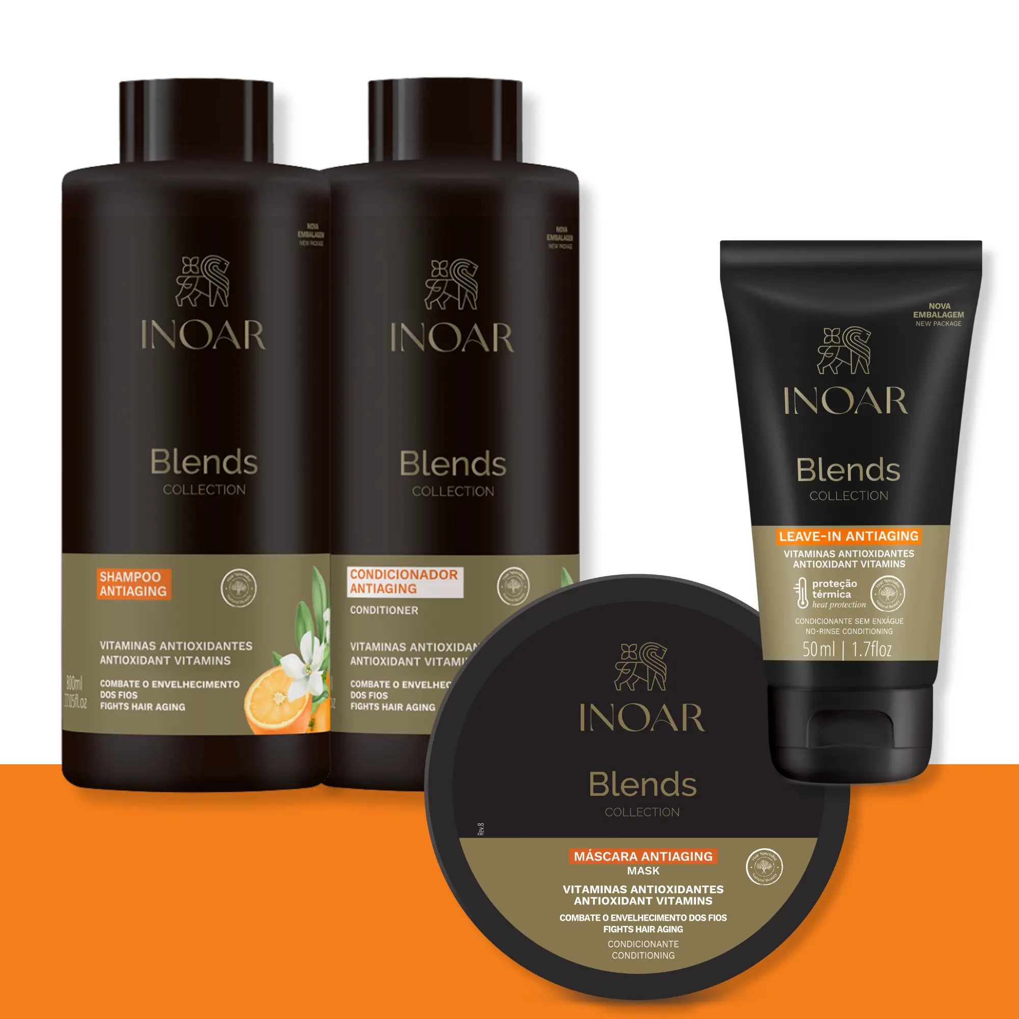 INOAR Anti-Aging Hair Reset Kit - Blends Collection (Hydrate, Repair & Protect) Daily Restore